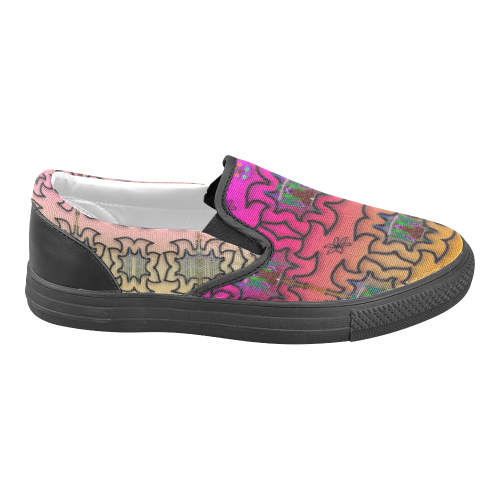 Butterflyes and decorative flowers reach the sky Men's Unusual Slip-on Canvas Shoes (Model 019)