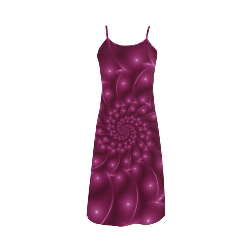 Glossy Plum Pink Spiral Fractal Alcestis Slip Dress (Model D05)