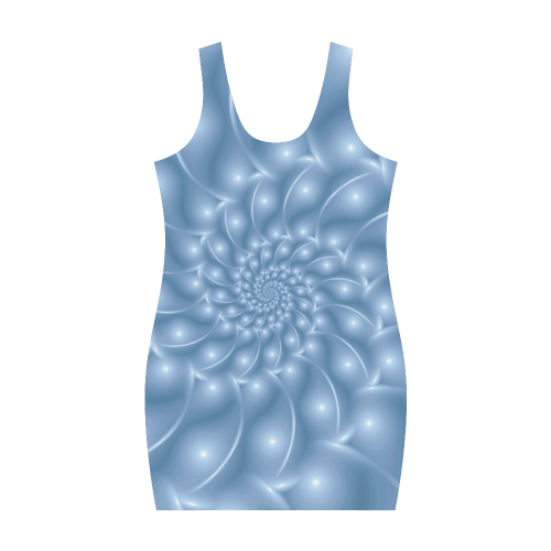 Glossy Light Blue Spiral Fractal Medea Vest Dress (Model D06)