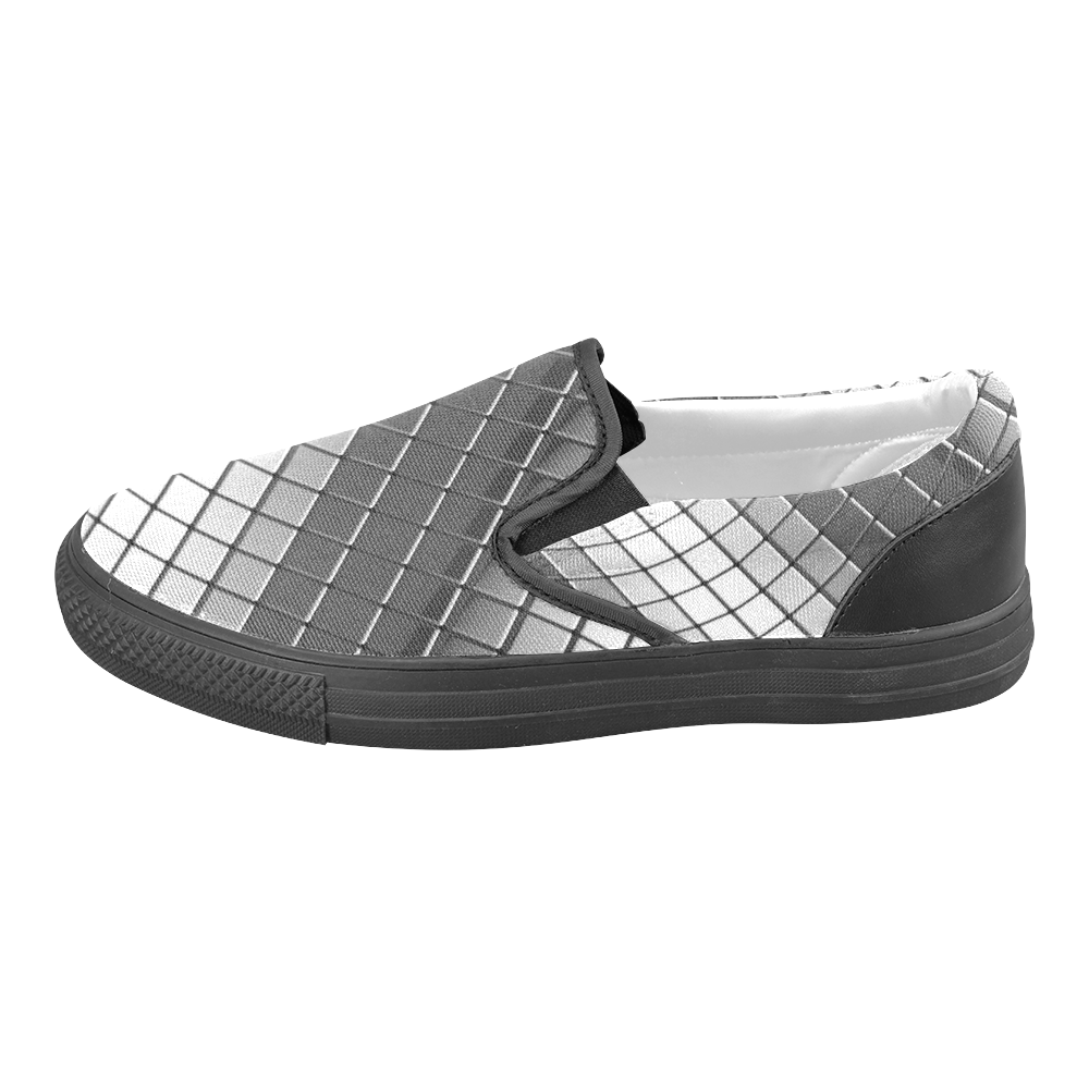 Abstract 3d Silver Chrome Cubes Men's Slip-on Canvas Shoes (Model 019)