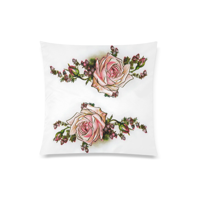 Vintage Rose Floral Custom Zippered Pillow Case 20"x20"(Twin Sides)