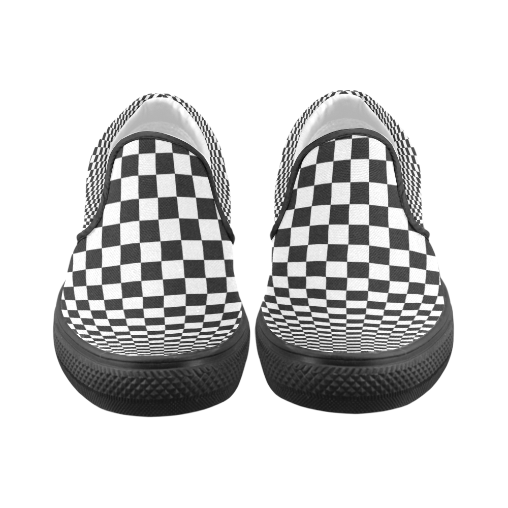 Optical Illusion Checkers Men's Unusual Slip-on Canvas Shoes (Model 019)