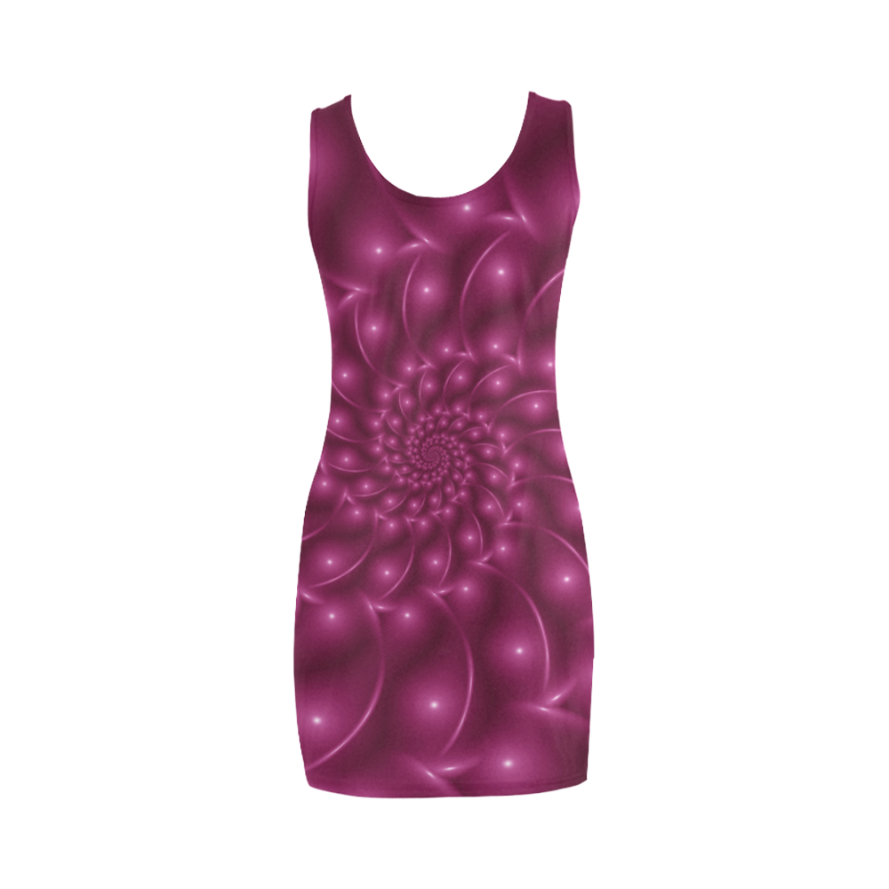 Glossy Plum Pink Spiral Fractal Medea Vest Dress (Model D06)