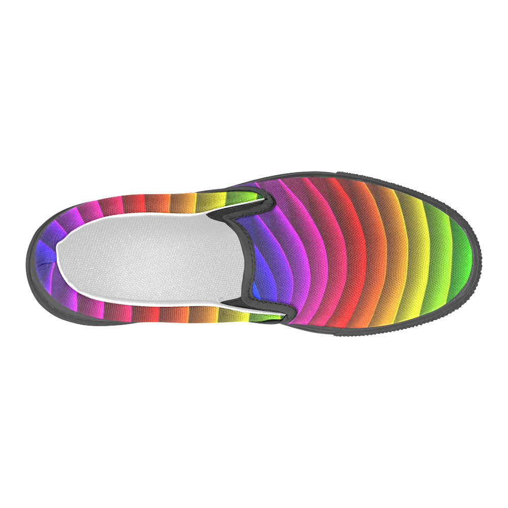 Glossy Rainbow Stripes Men's Slip-on Canvas Shoes (Model 019)