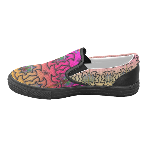 Butterflyes and decorative flowers reach the sky Men's Unusual Slip-on Canvas Shoes (Model 019)