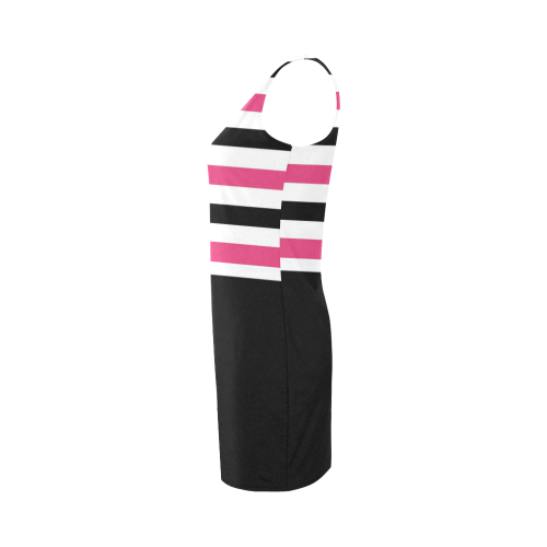 black pink and white stripes Medea Vest Dress (Model D06)