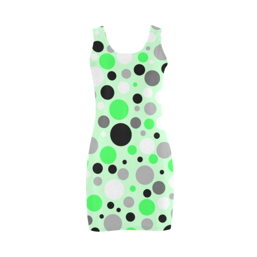 nlack green and gray polka dot Medea Vest Dress (Model D06)