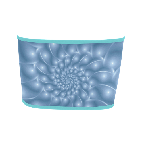 Glossy Light Blue Spiral Fractal Bandeau Top