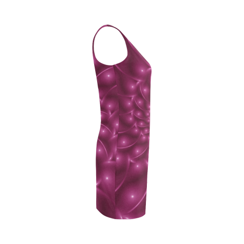 Glossy Plum Pink Spiral Fractal Medea Vest Dress (Model D06)