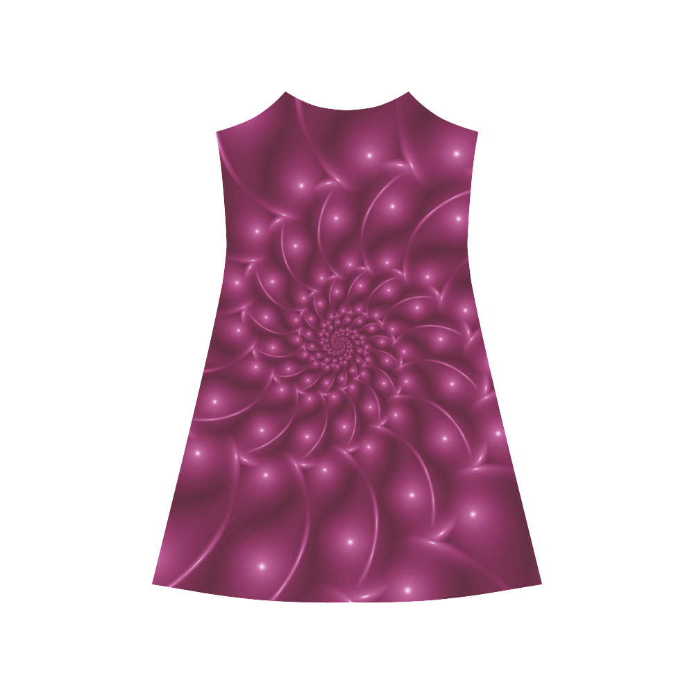 Glossy Plum Pink Spiral Fractal Alcestis Slip Dress (Model D05)