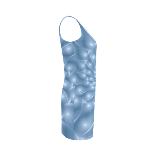 Glossy Light Blue Spiral Fractal Medea Vest Dress (Model D06)