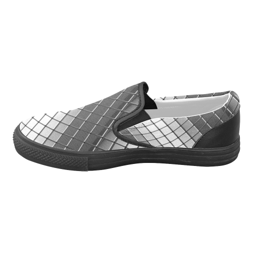Abstract 3d Silver Chrome Cubes Men's Unusual Slip-on Canvas Shoes (Model 019)