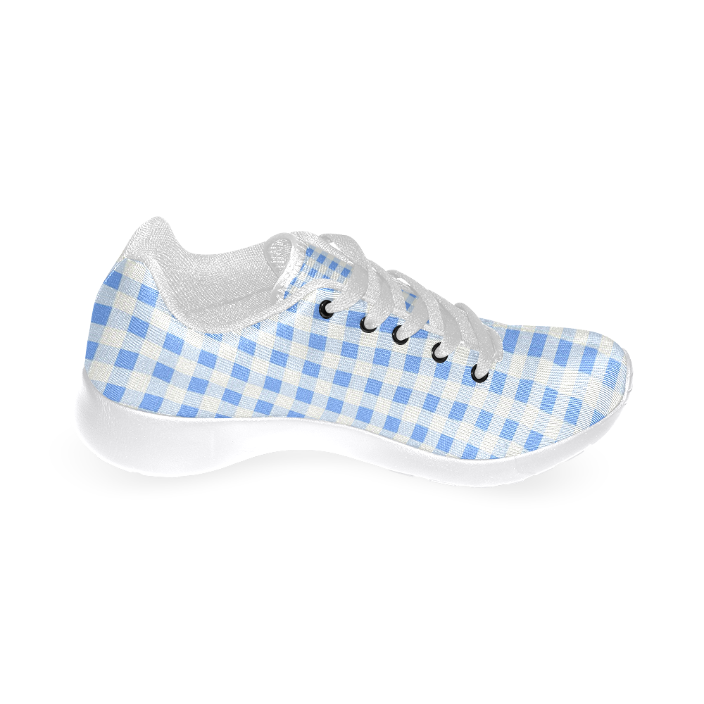 Sky Blue Gingham Women’s Running Shoes (Model 020)