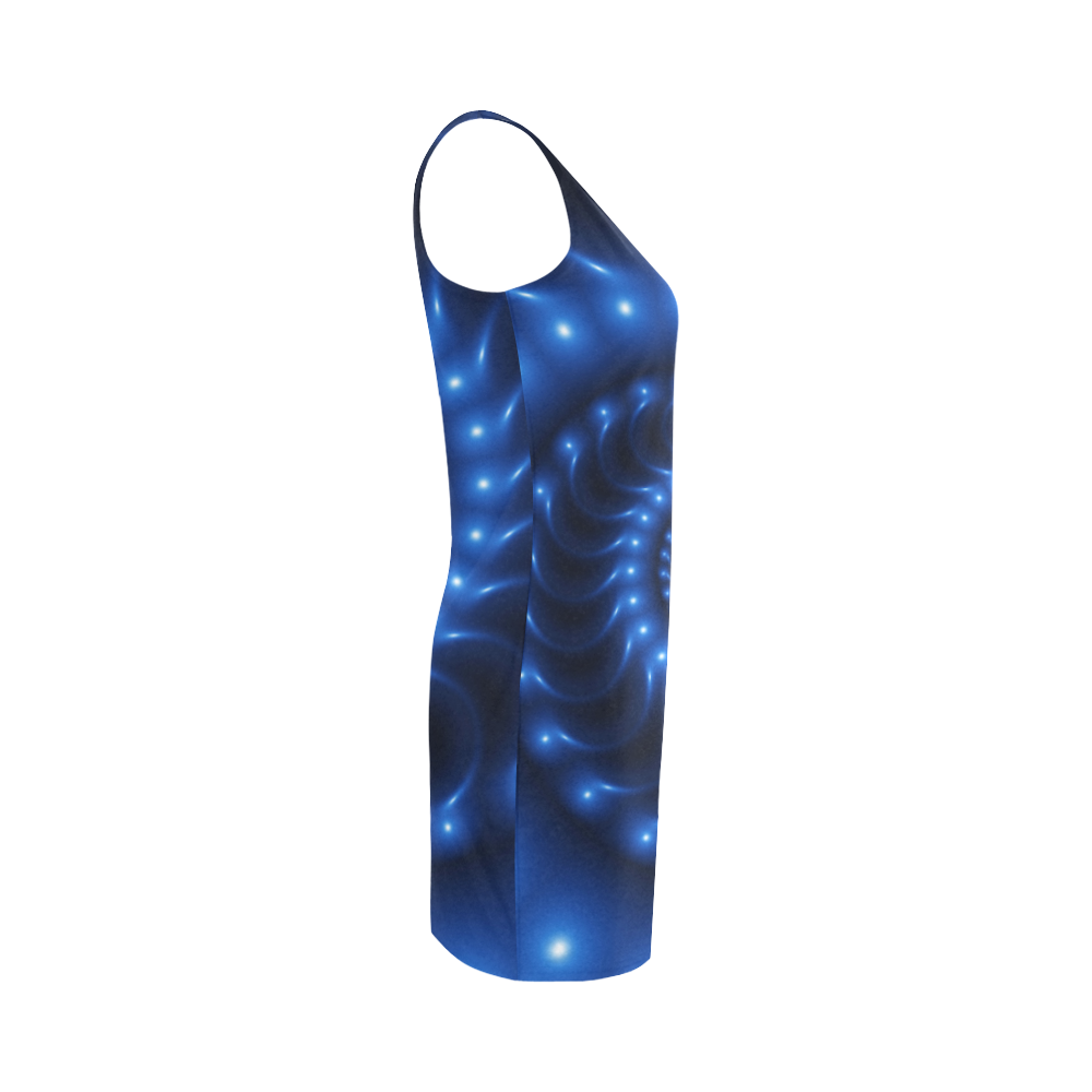 Glossy Blue Spiral Fractal Medea Vest Dress (Model D06)