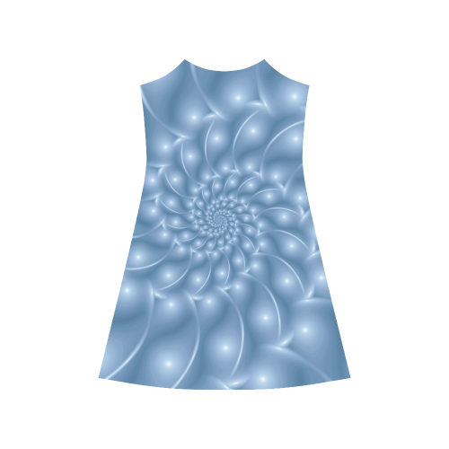Glossy Light Blue Spiral Fractal Alcestis Slip Dress (Model D05)
