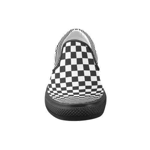 Optical Illusion Checkers Men's Unusual Slip-on Canvas Shoes (Model 019)