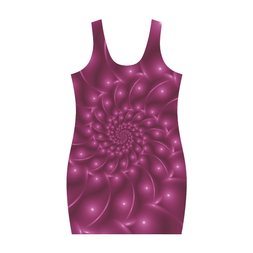 Glossy Plum Pink Spiral Fractal Medea Vest Dress (Model D06)