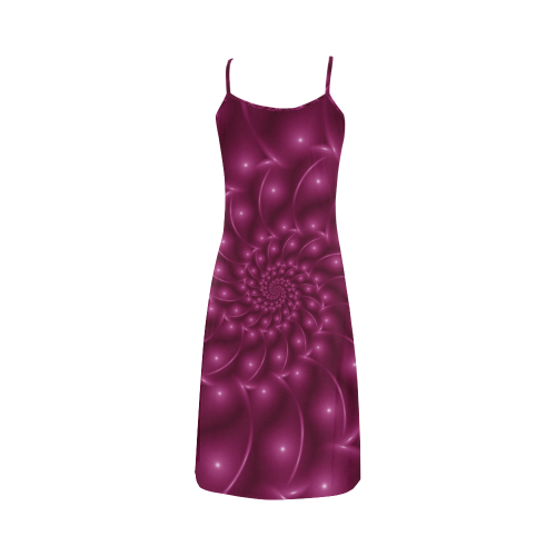 Glossy Plum Pink Spiral Fractal Alcestis Slip Dress (Model D05)