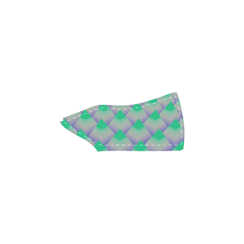 3D Geometric Green Pyramids Men's Unusual Slip-on Canvas Shoes (Model 019)