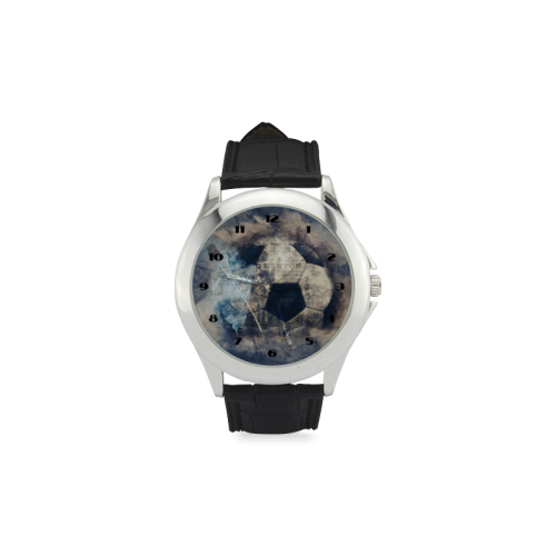 Abstract Blue Grunge Soccer Women's Classic Leather Strap Watch(Model 203)