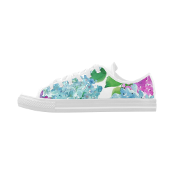 Watercolor Hydrangea Aquila Microfiber Leather Women's Shoes (Model 028)
