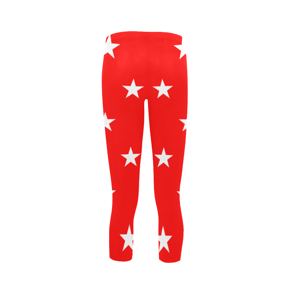 Star pattern red white VAS2 Capri Legging (Model L02)