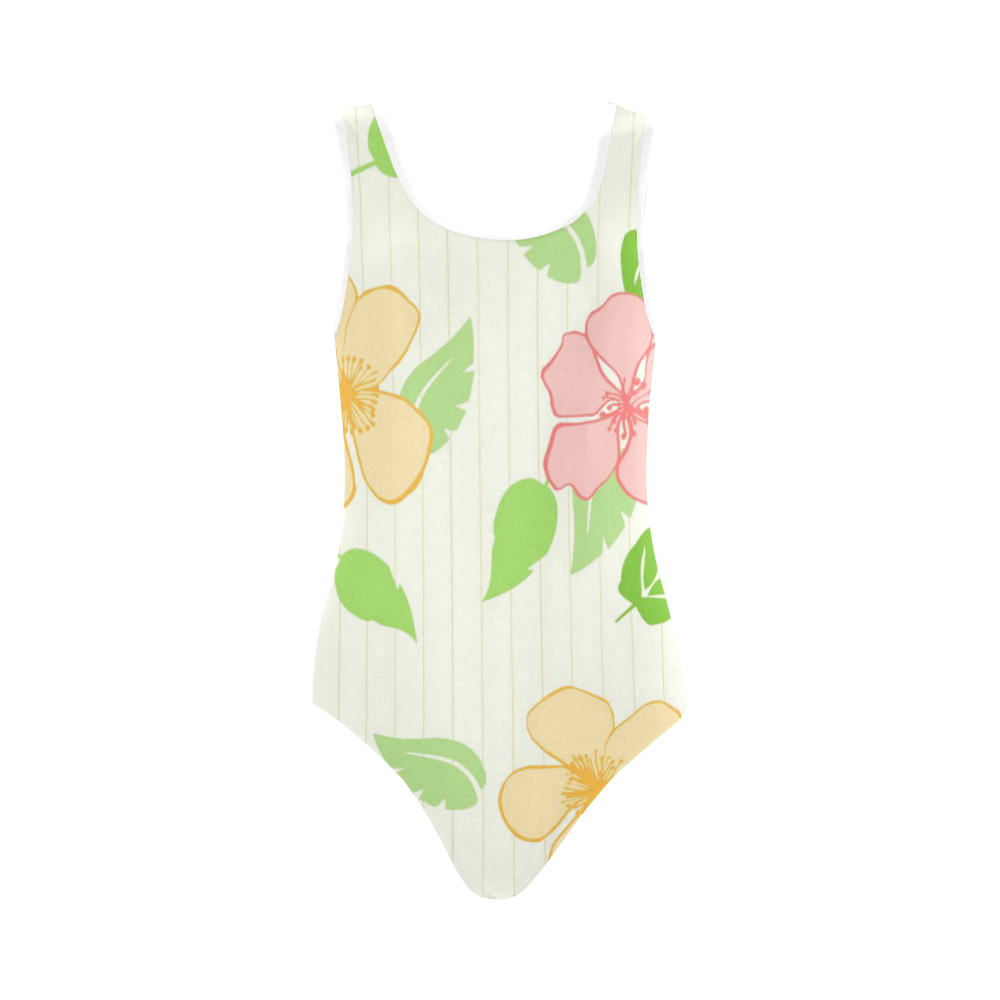 Floral20151013 Vest One Piece Swimsuit (Model S04)