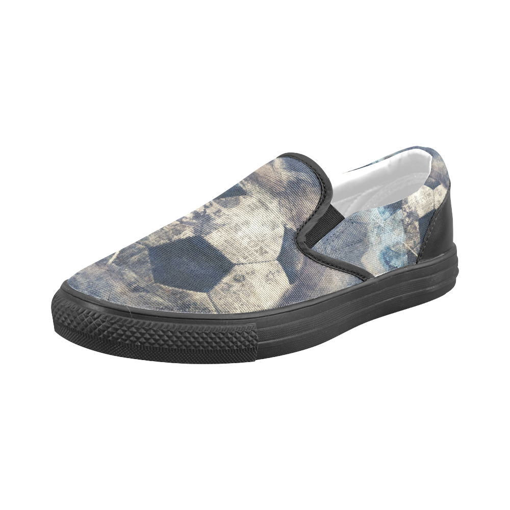 Abstract Blue Grunge Soccer Men's Slip-on Canvas Shoes (Model 019)