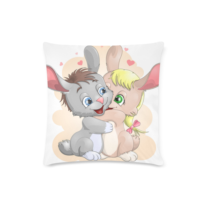 hares in love Custom Zippered Pillow Case 16"x16" (one side)