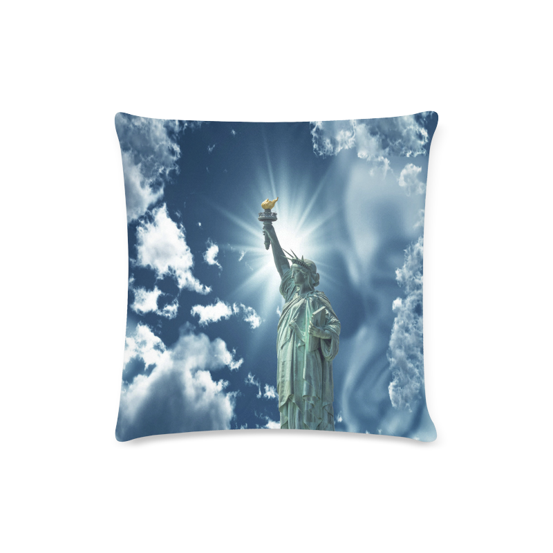 Statue of Liberty with beautiful sky Custom Zippered Pillow Case 16"x16" (one side)
