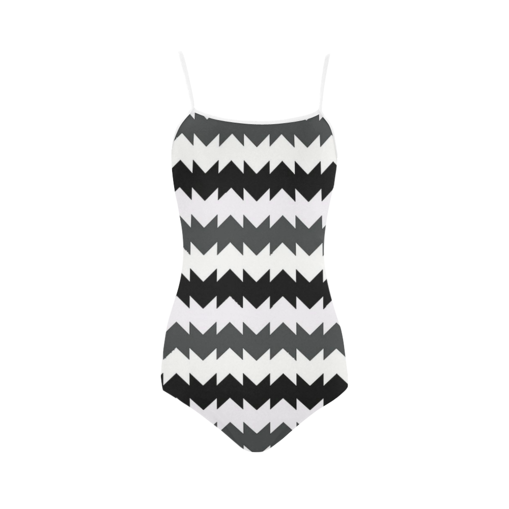 modern chevron pattern 10 Strap Swimsuit ( Model S05)