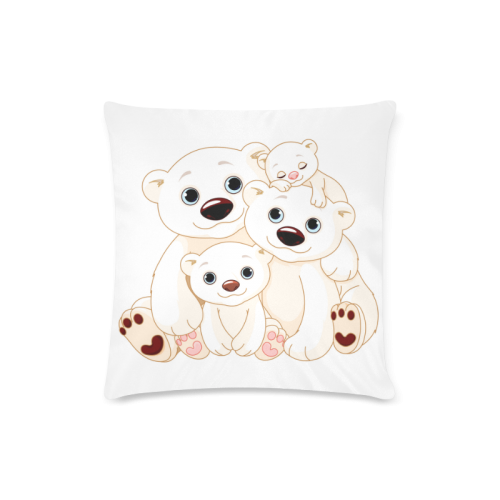 Big Polar bear family Custom Zippered Pillow Case 16"x16" (one side)