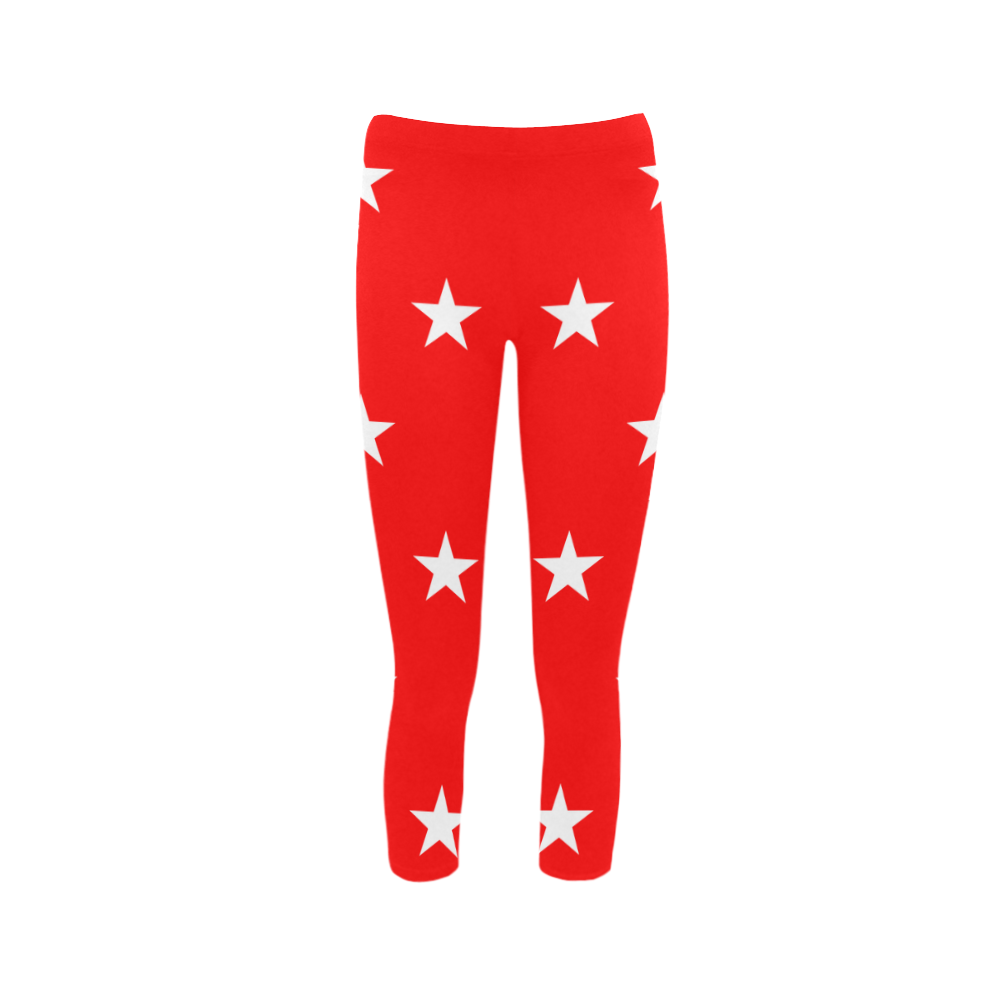 Star pattern red white VAS2 Capri Legging (Model L02)