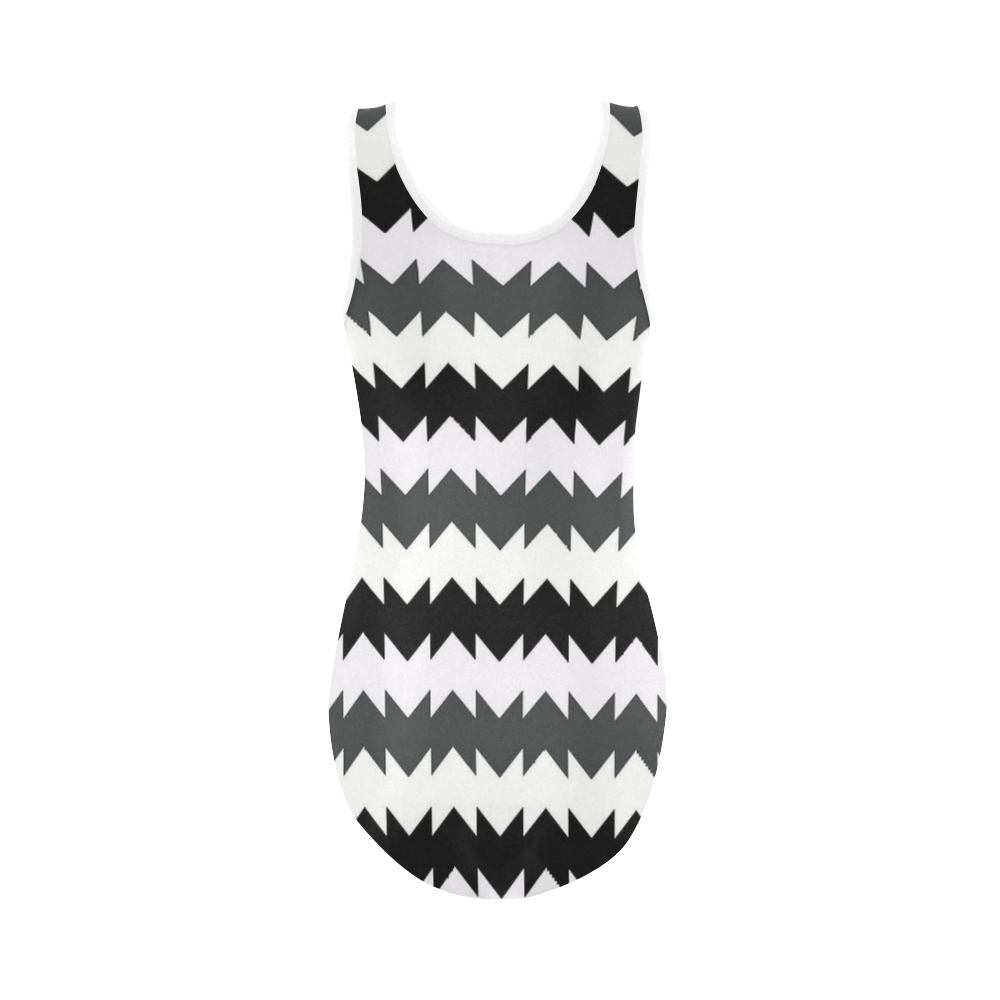 modern chevron pattern 10 Vest One Piece Swimsuit (Model S04)