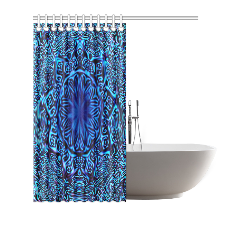 Abstract Blue Flower Shower Curtain 72"x72"