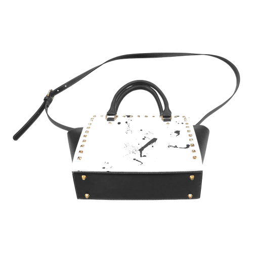 Paint splatters black VAS2 Rivet Shoulder Handbag (Model 1645)