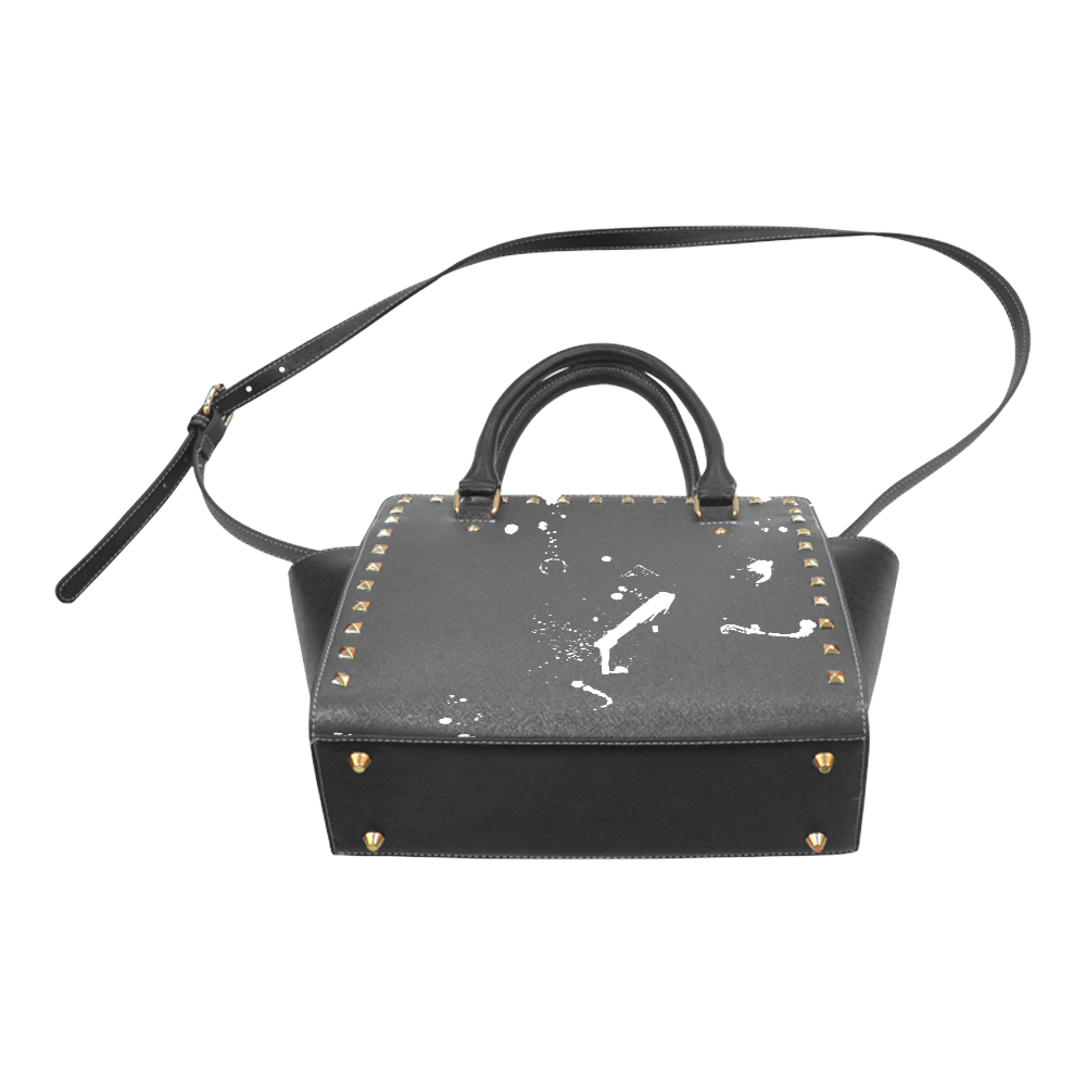 Paint splatters white VAS2 Rivet Shoulder Handbag (Model 1645)