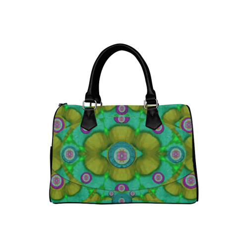 Peace flowers in a Scandinavia mix of acrylpaint Boston Handbag (Model 1621)