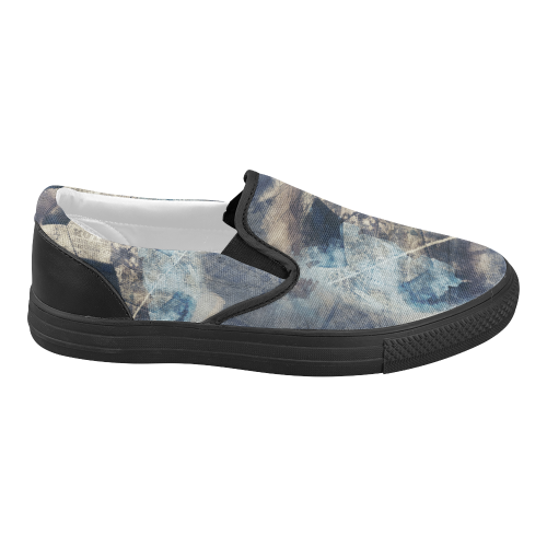 Abstract Blue Grunge Soccer Women's Slip-on Canvas Shoes (Model 019)