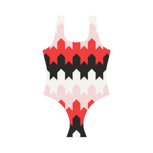 modern chevron pattern 8 Vest One Piece Swimsuit (Model S04)