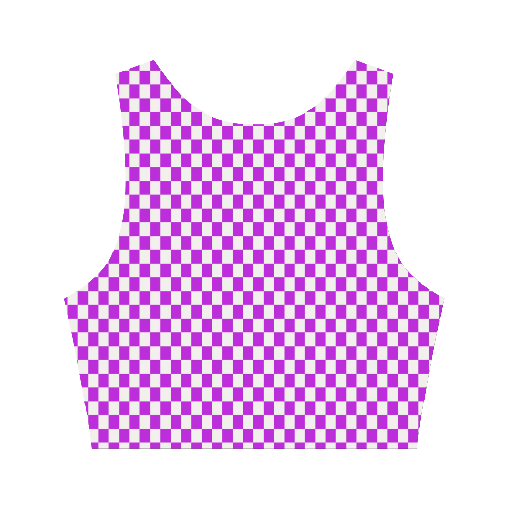 Bright Purple Gingham Women's Crop Top (Model T42)