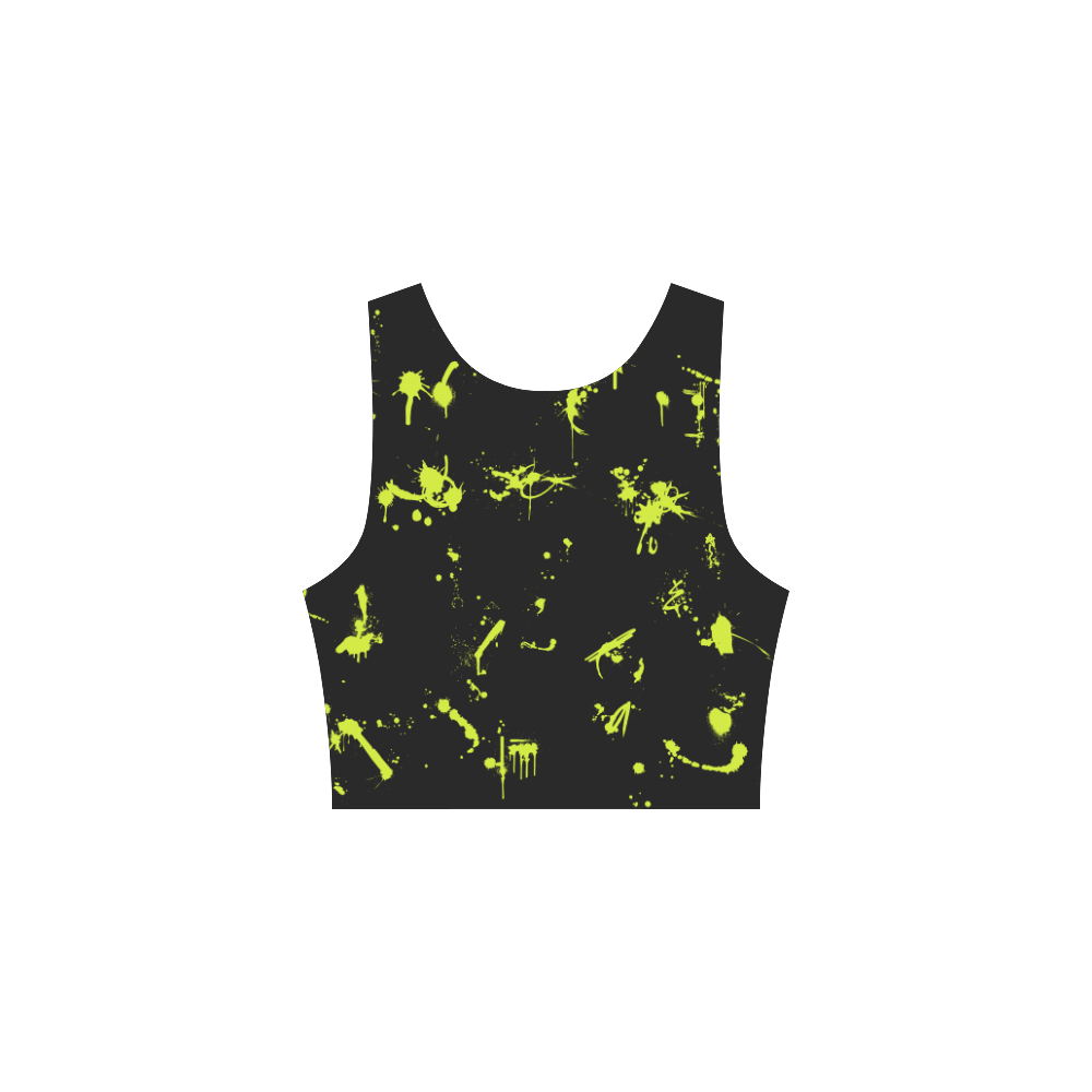 Paint splatters apple green black VAS2 Atalanta Sundress (Model D04)