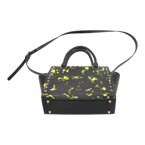 Paint splatters green black VAS2 Rivet Shoulder Handbag (Model 1645)