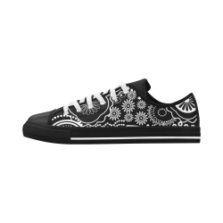 black and white Aquila Microfiber Leather Women's Shoes (Model 028)