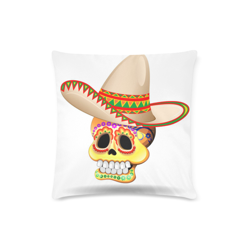 Sugar Skull Calaveras-Teschio Decorativo con Sombrero Custom Zippered Pillow Case 16"x16" (one side)