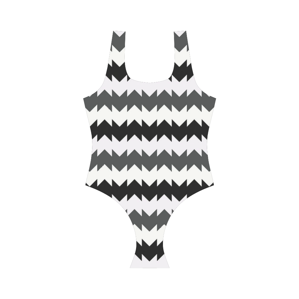 modern chevron pattern 10 Vest One Piece Swimsuit (Model S04)