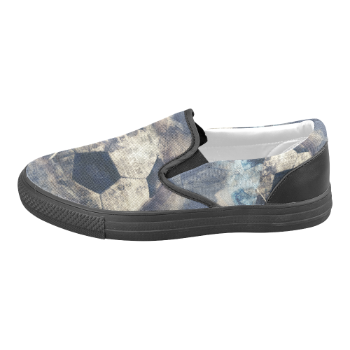 Abstract Blue Grunge Soccer Men's Slip-on Canvas Shoes (Model 019)