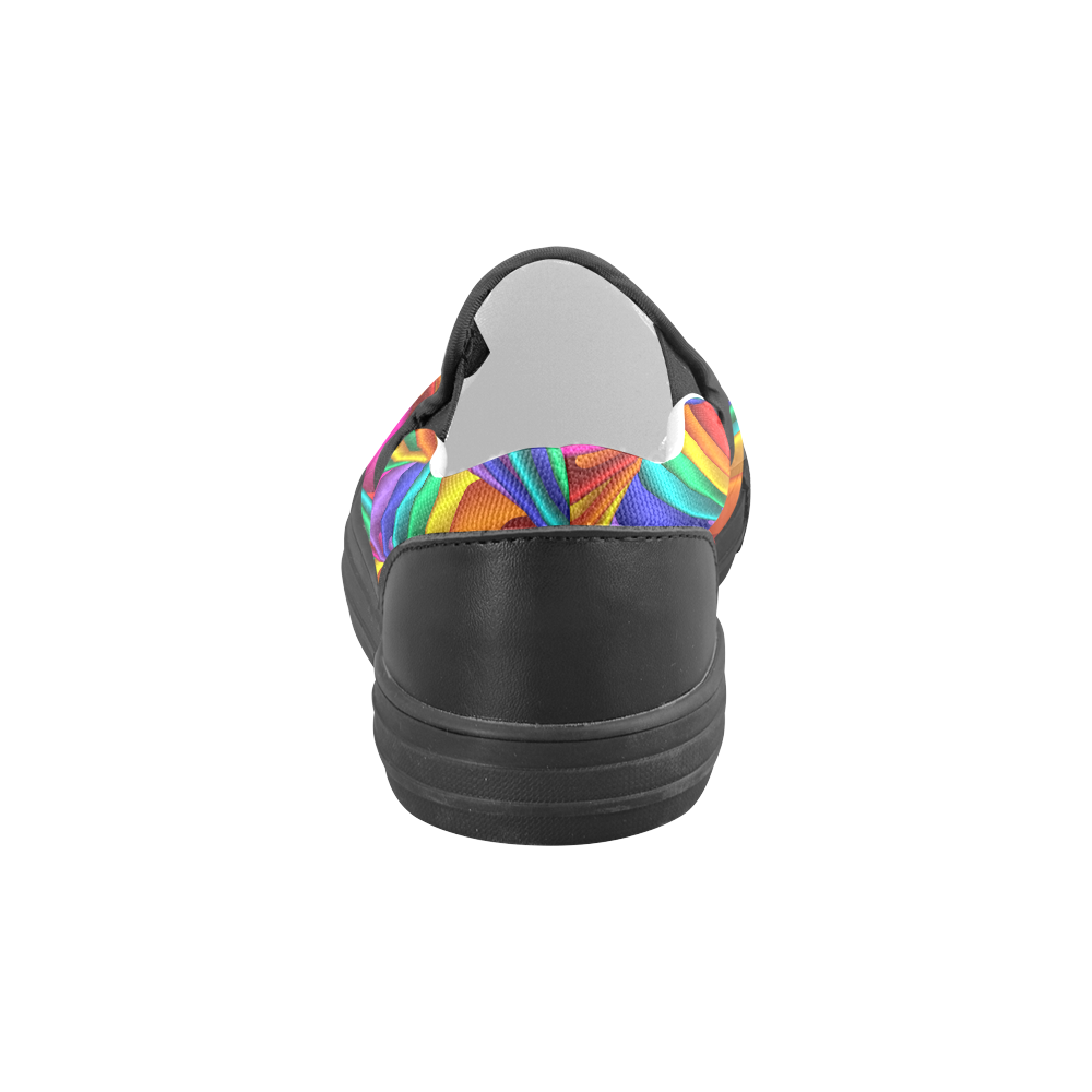 Psychedelic Rainbow Spiral Men's Slip-on Canvas Shoes (Model 019)