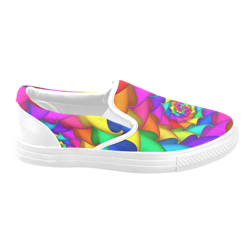 Psychedelic Rainbow Spiral Women's Unusual Slip-on Canvas Shoes (Model 019)