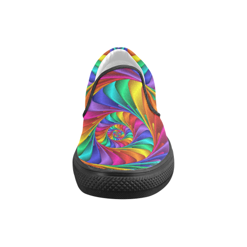 Psychedelic Rainbow Spiral Men's Unusual Slip-on Canvas Shoes (Model 019)